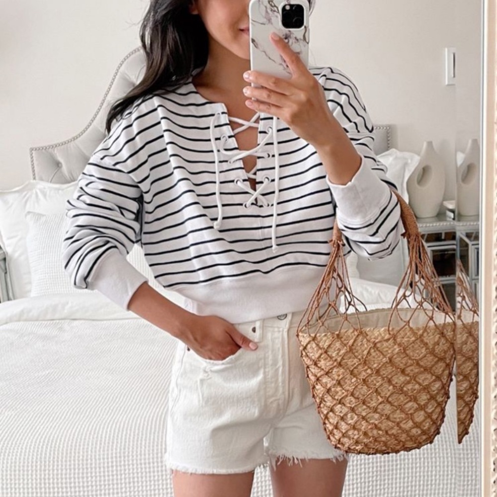 Abercrombie Lace Up Crew Sweater